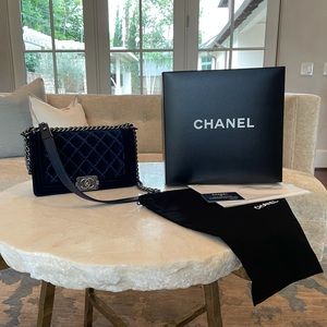 Chanel, velvet boy bag